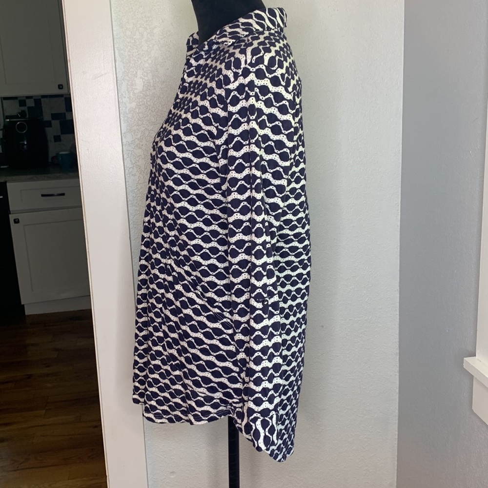 For Cynthia Beachwear Navy White Nautical  Tunic Open Front Cover Up Size Med - Picture 3 of 6